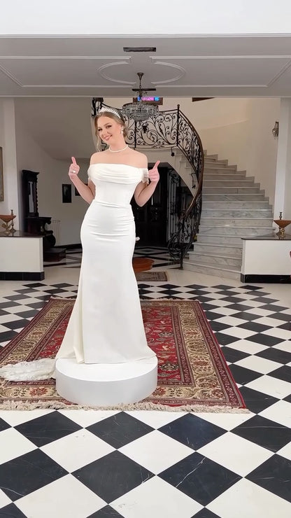 Off-The-Shoulder Corset Mermaid Wedding Gown