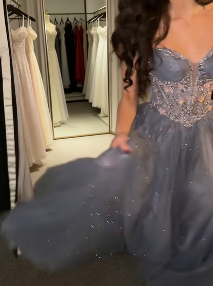 Strapless Sweetheart Tulle Ball Gown with Corset Back