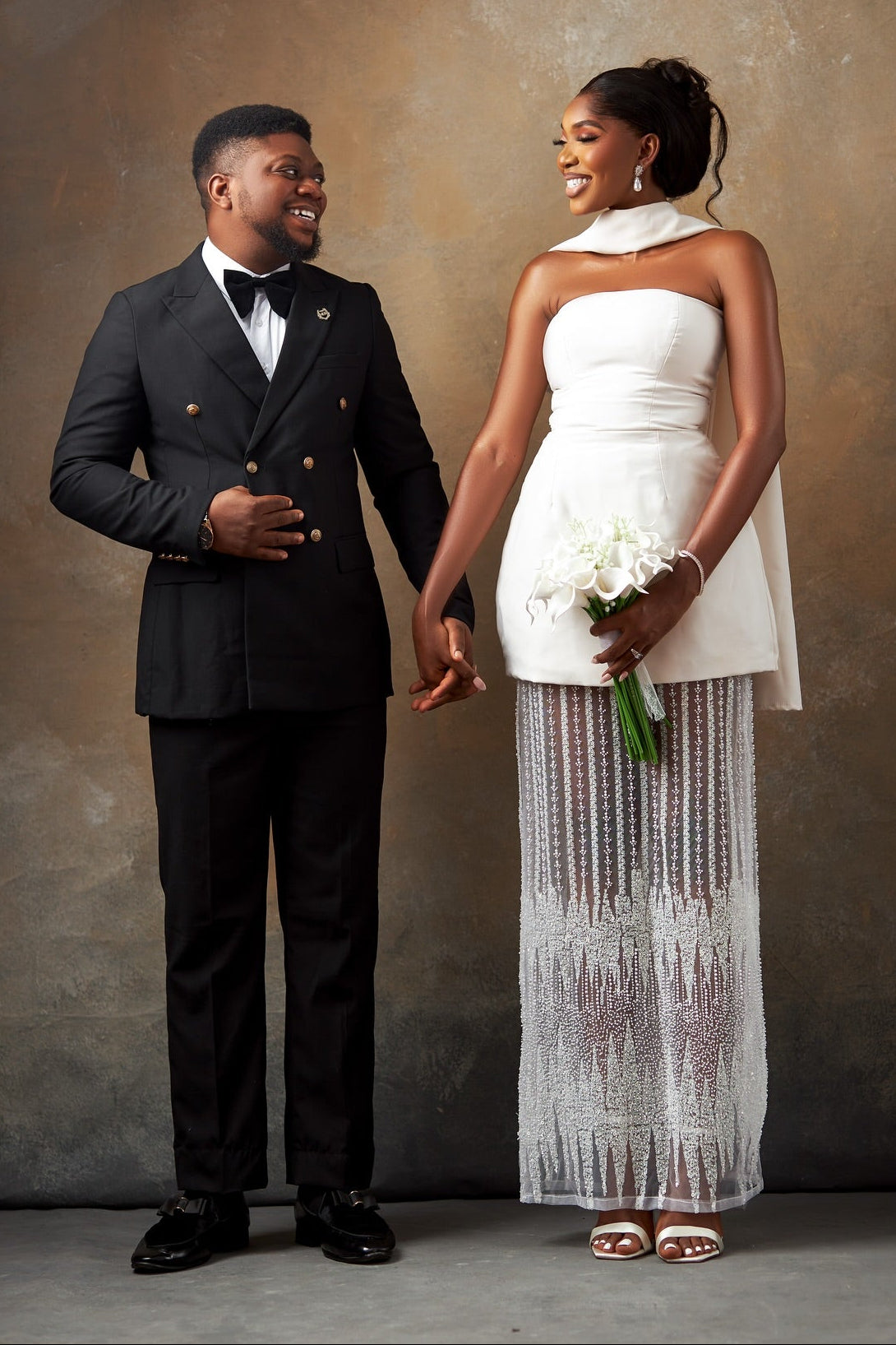 Strapless Column Wedding Dress with Beaded Skirt