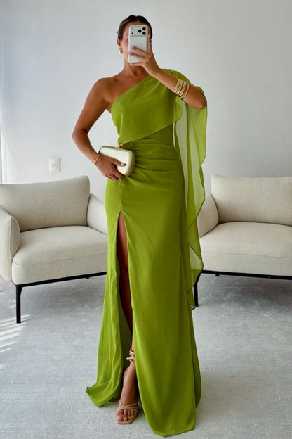 Elegant One-Shoulder Asymmetrical Evening Gown