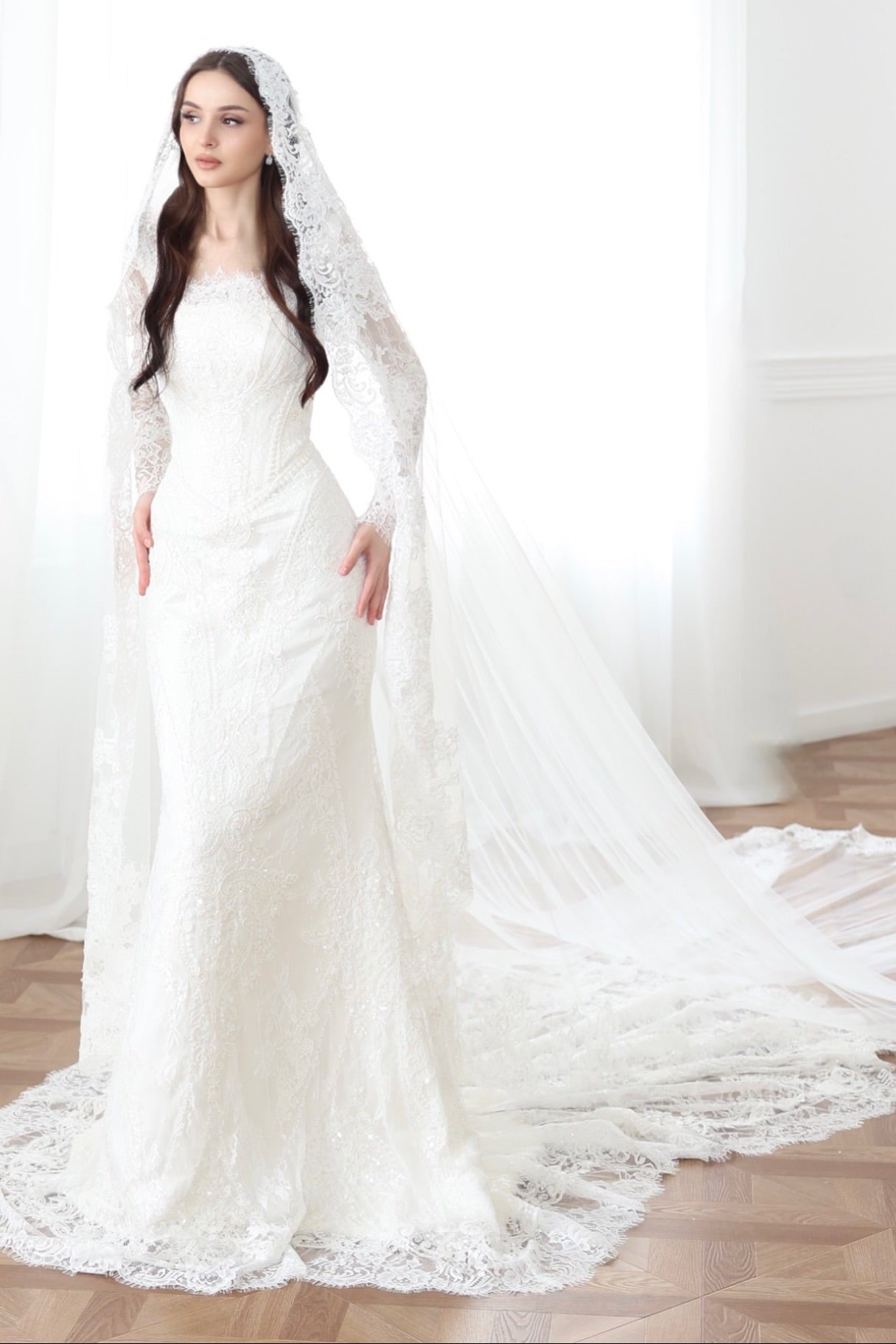 Long Sleeve Lace Mermaid Bridal Gown