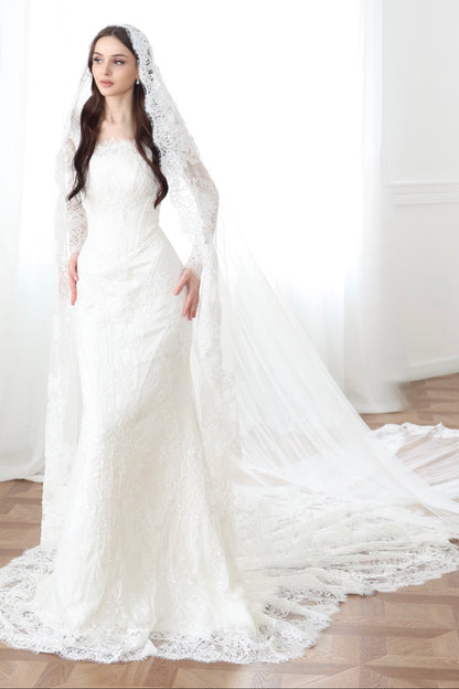 Long Sleeve Lace Mermaid Bridal Gown