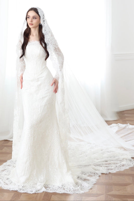 Long Sleeve Lace Mermaid Bridal Gown