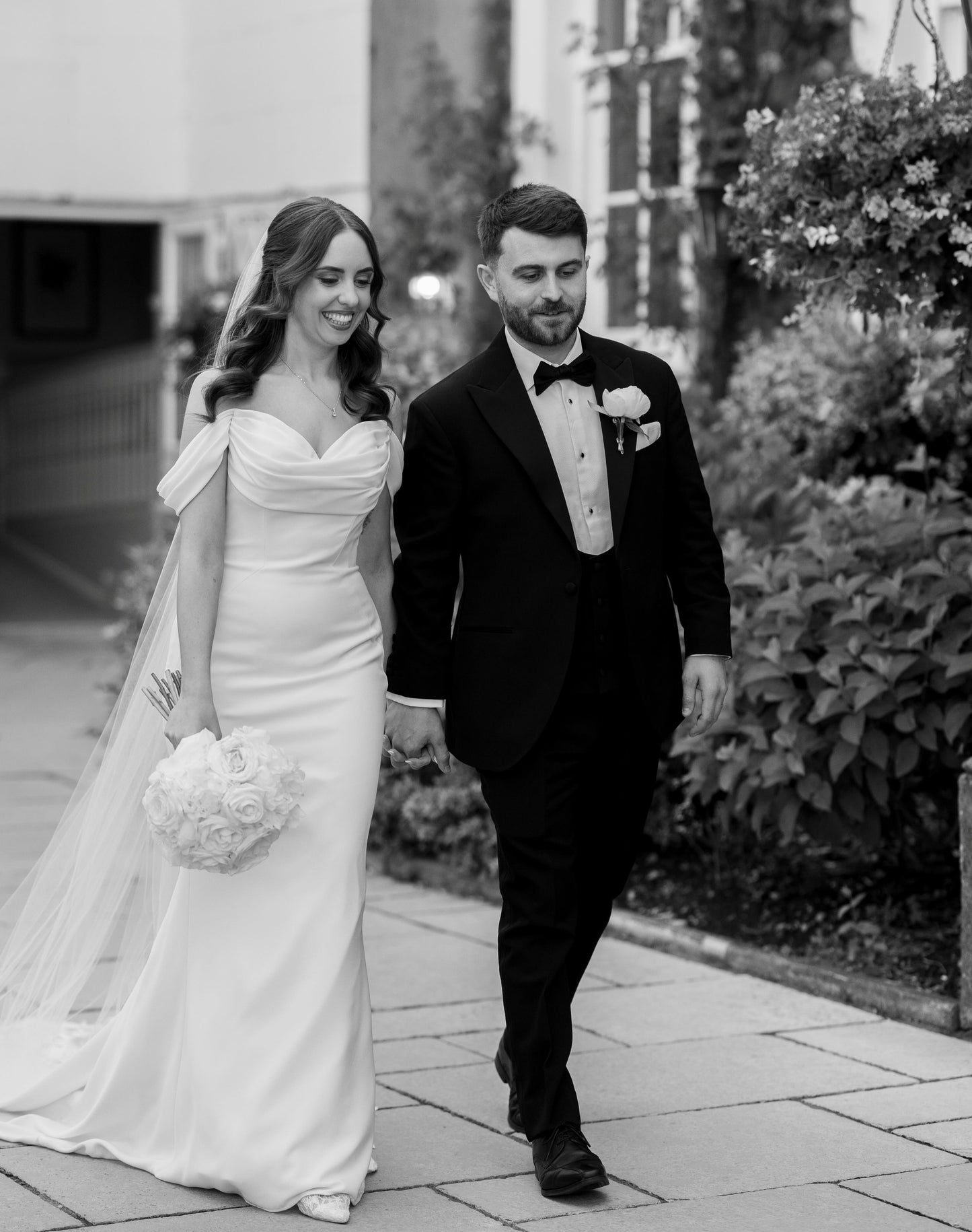Off-the-Shoulder Cowl Neck Crepe Wedding Dress