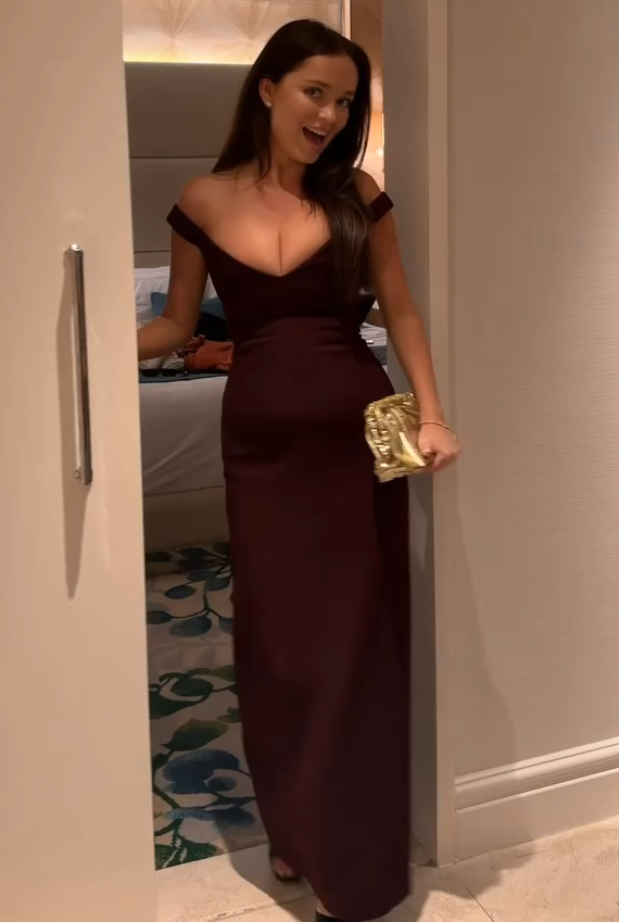 Off-the-Shoulder Deep V-Neck Maxi Column Dress