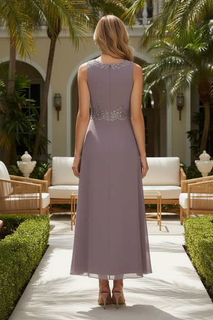 A-Line Ankle-Length Dress with Sequin Jacket