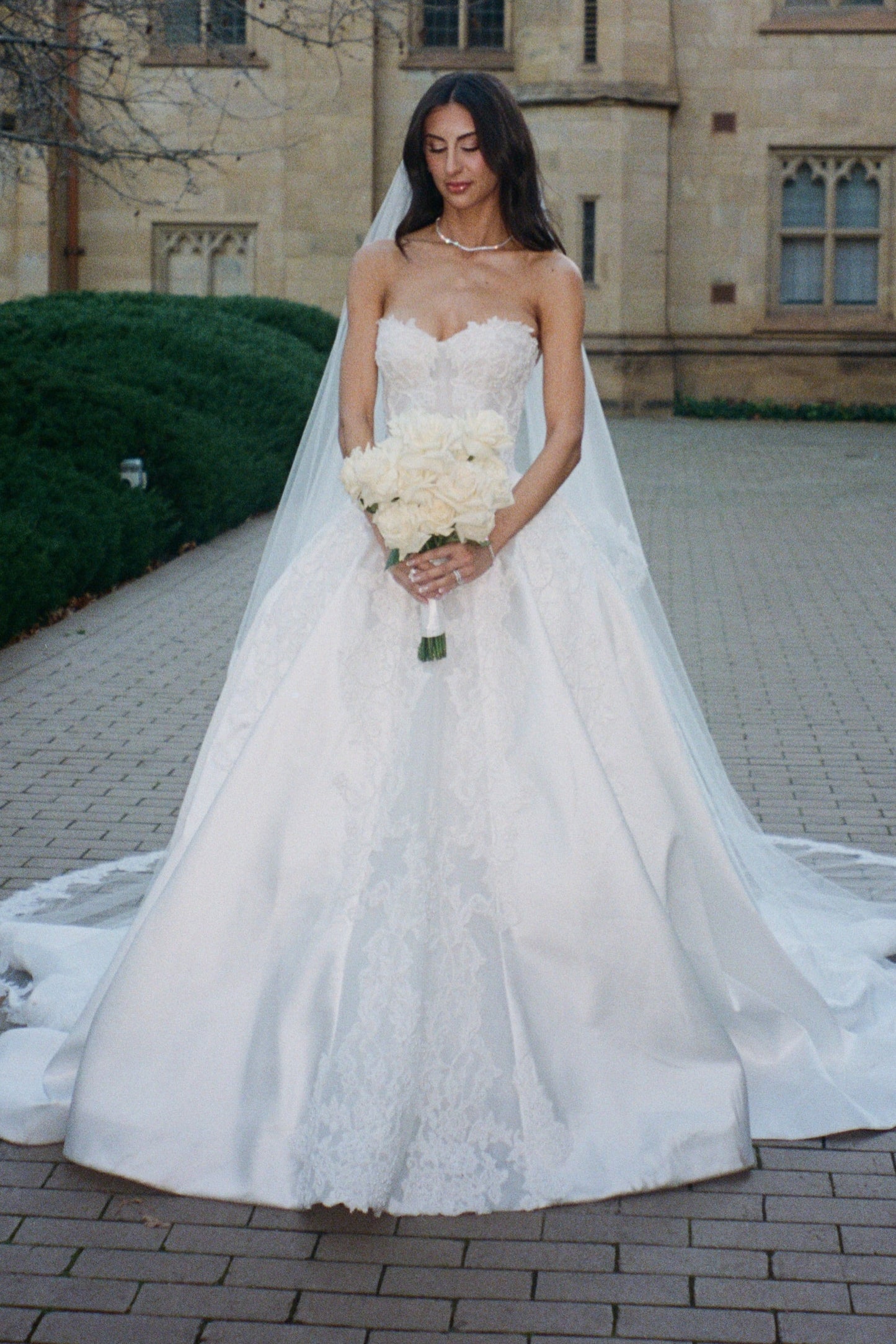Strapless Sweetheart Lace Ball Gown Wedding Dress