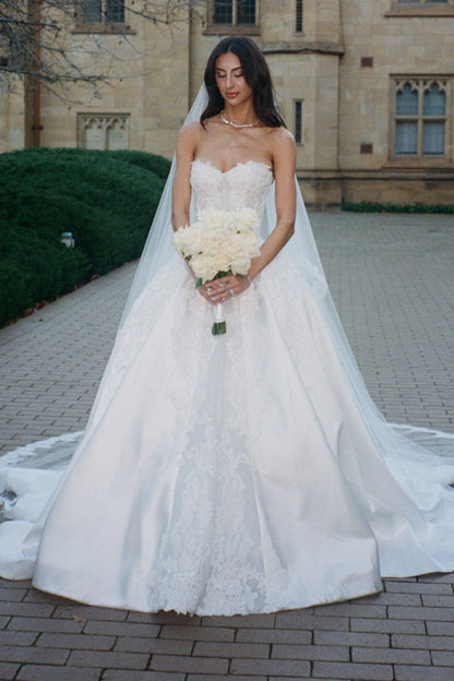 Strapless Sweetheart Lace Ball Gown Wedding Dress