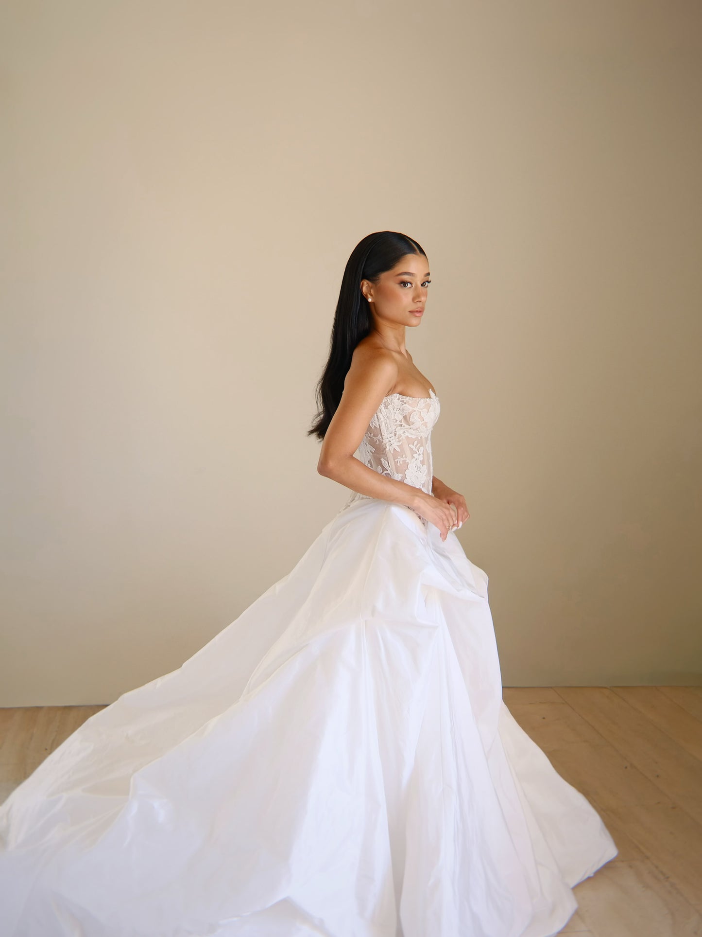 Strapless Lace Corset Ball Gown Wedding Dress