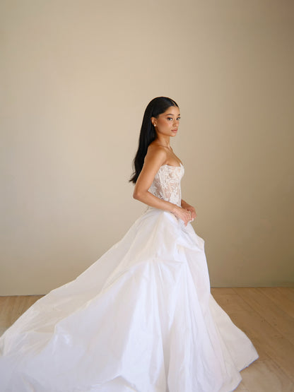 Strapless Lace Corset Ball Gown Wedding Dress