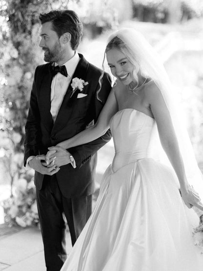 Strapless Satin Ball Gown Wedding Dress with Train