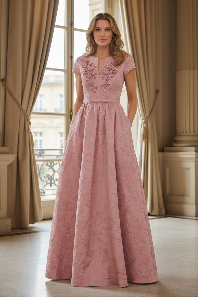 Embellished A-Line Gown with Pockets
