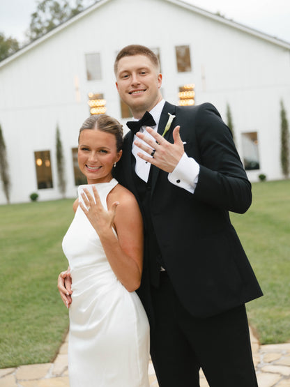 Sleeveless High-Neck Sheath Wedding Gown with Sweep Train