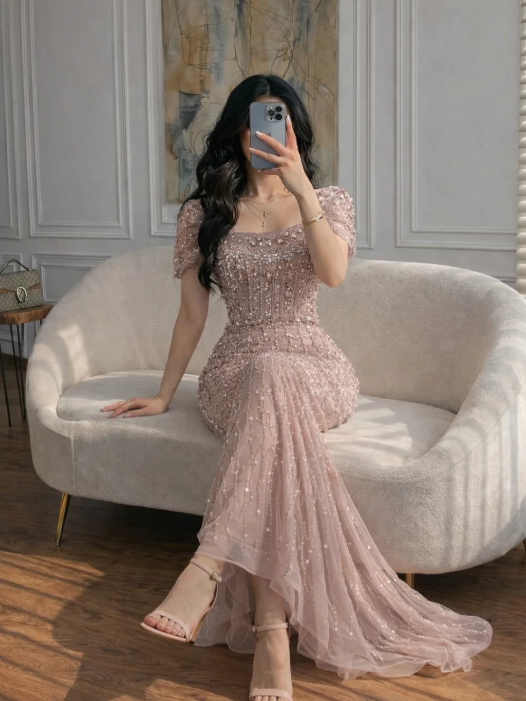 Elegant Beaded Mermaid Evening Gown