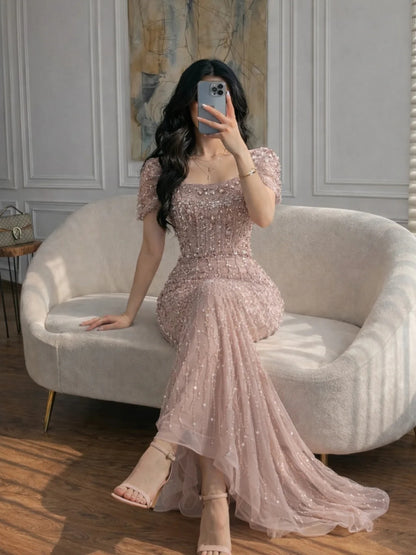 Elegant Beaded Mermaid Evening Gown