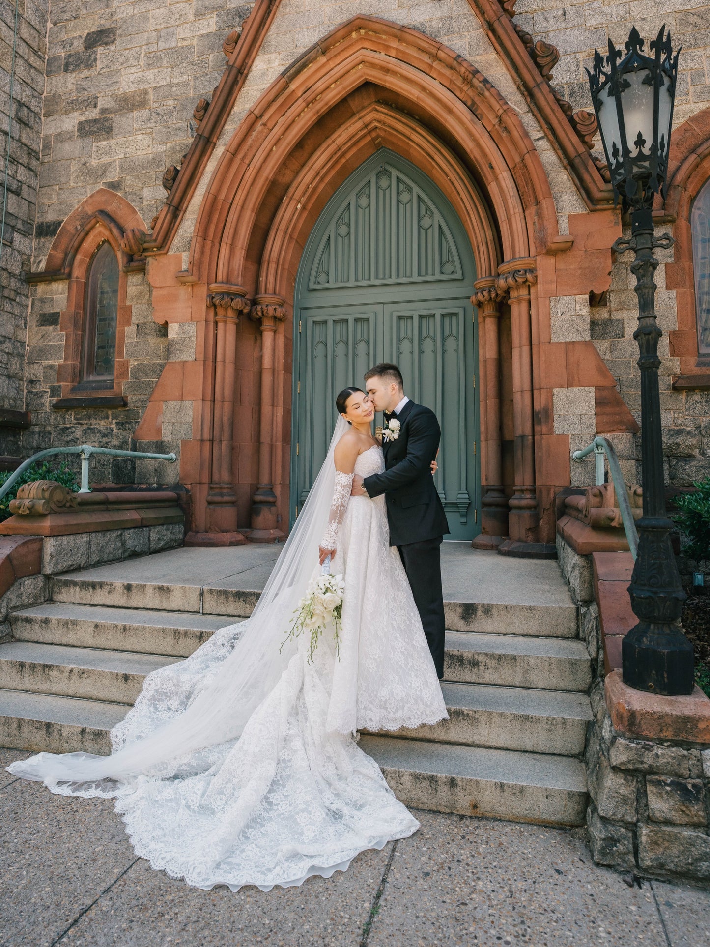 Strapless Lace Ball Gown Wedding Dress with Sleeves