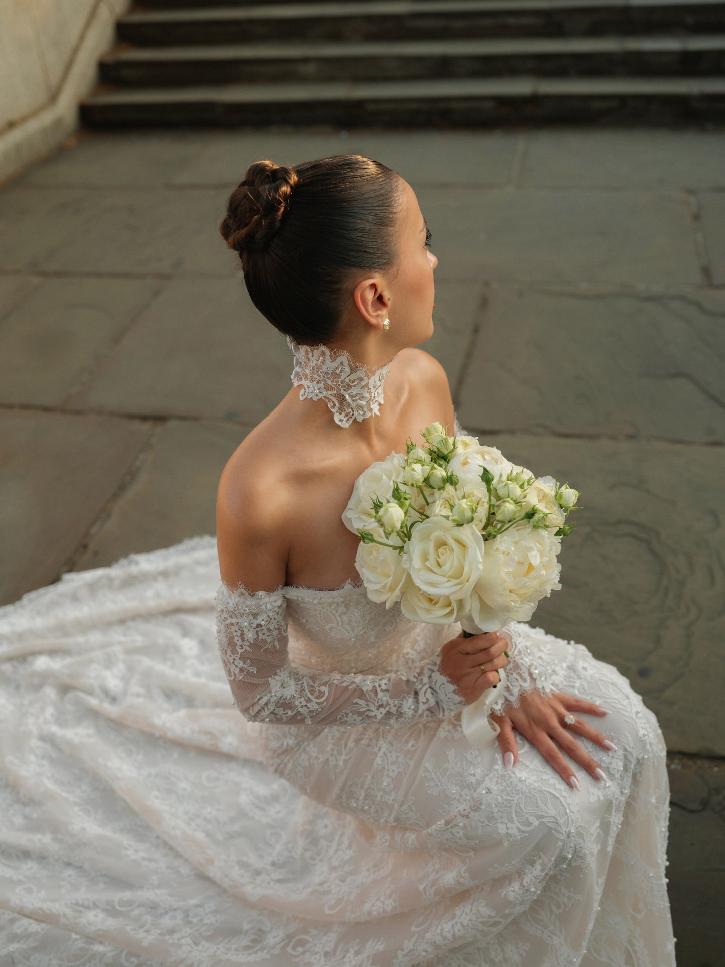 Off-the-Shoulder Long Sleeve Lace Mermaid Wedding Dress