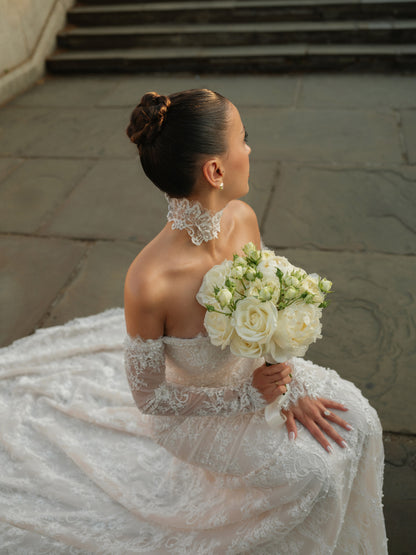 Off-the-Shoulder Long Sleeve Lace Mermaid Wedding Dress