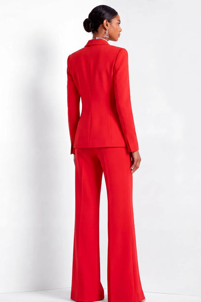 Double-Breasted Blazer and Slit-Front Pantsuit