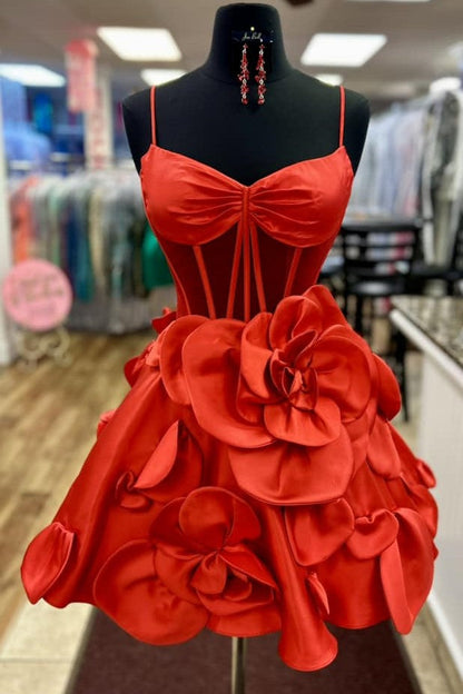 Sheer Corset 3D Floral A-Line Mini Dress