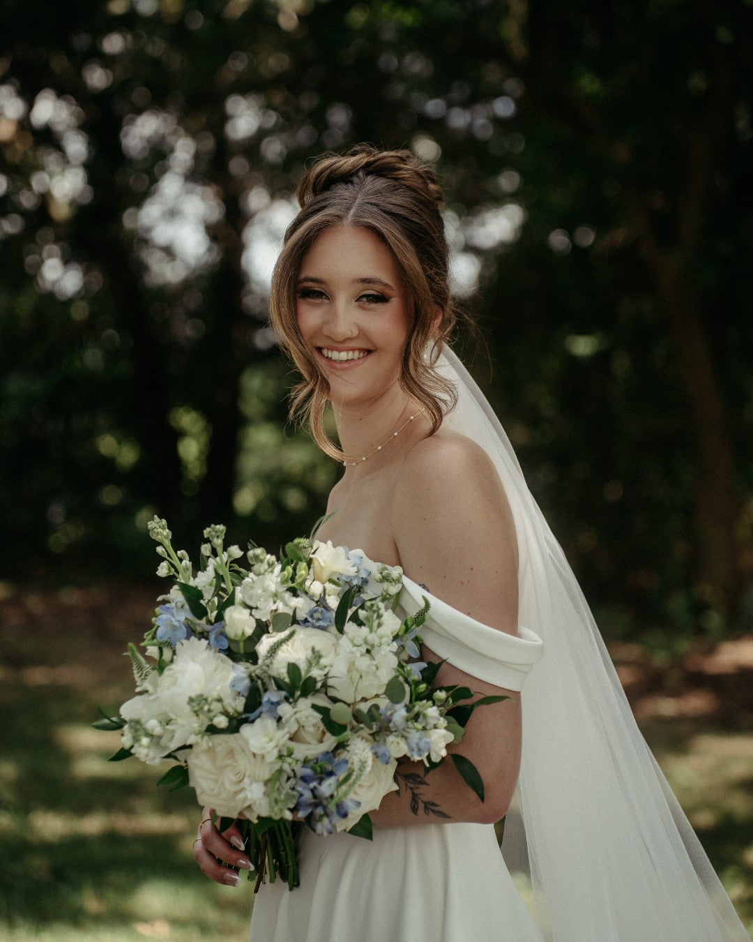 Strapless Wedding Gown with Floral Embroidered Train