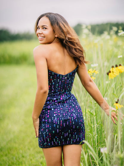 Strapless Beaded Bodycon Mini Dress