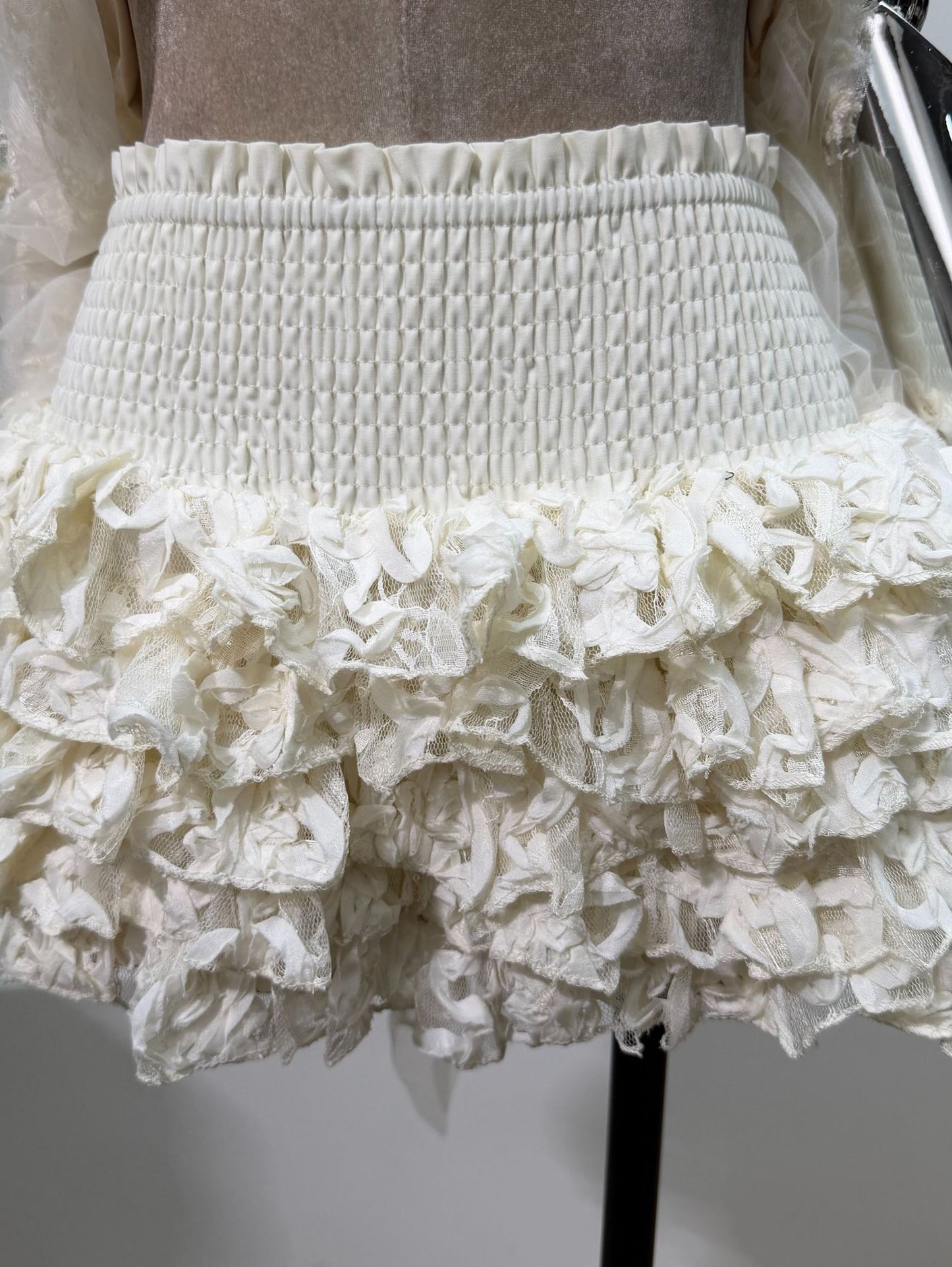 Lace Halter Neck Ruffled Mini Dress