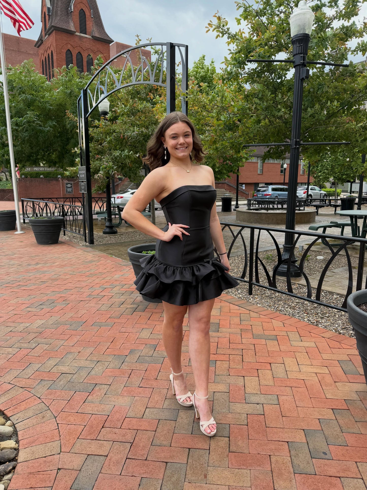 Strapless Tiered Ruffle Fit and Flare Mini Dress
