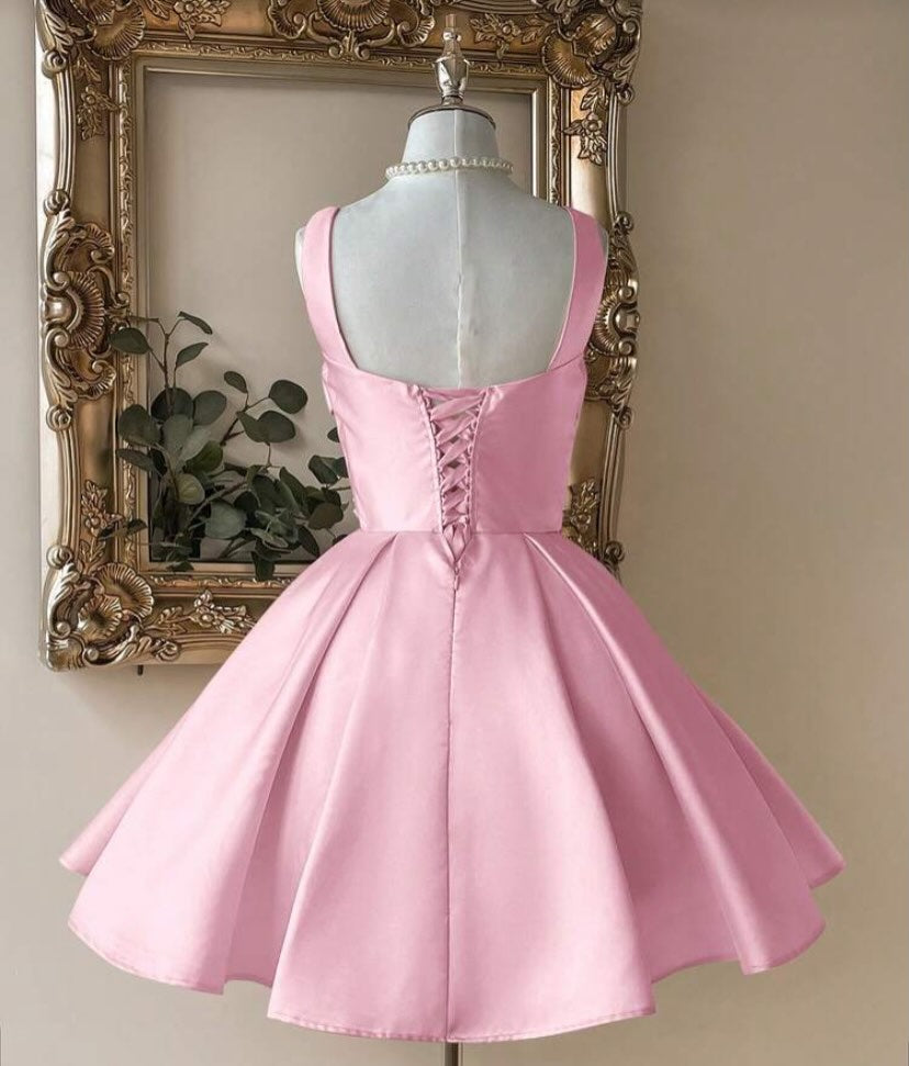 Pearl Beaded Satin Corset Short Dress