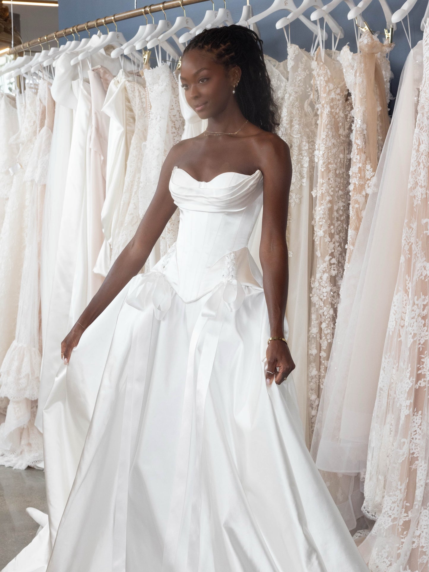 Strapless Corset Satin Ball Gown Wedding Dress