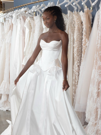 Strapless Corset Satin Ball Gown Wedding Dress