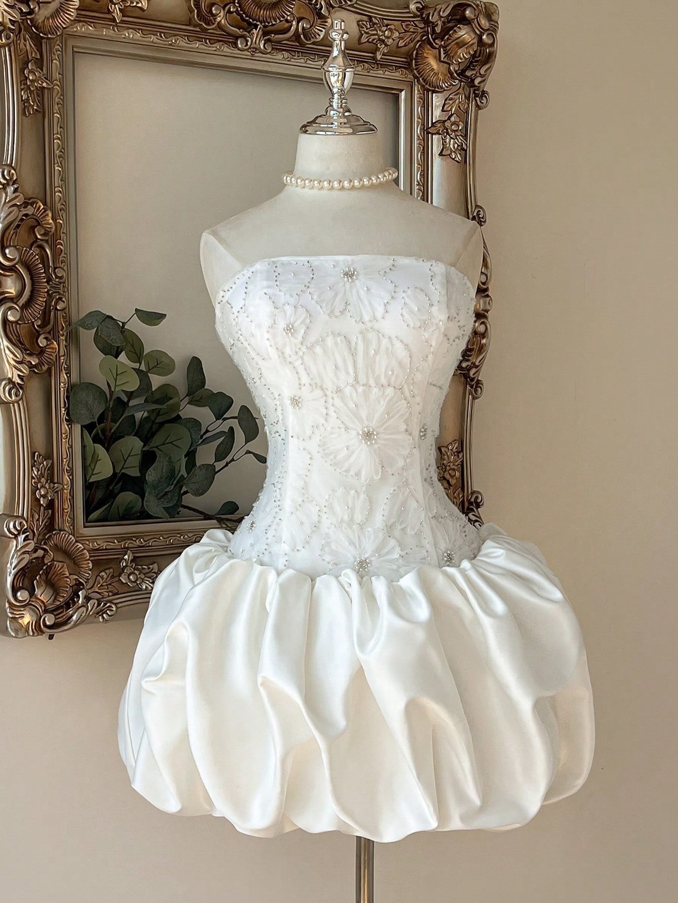 Strapless Corset Bubble Skirt Mini Dress