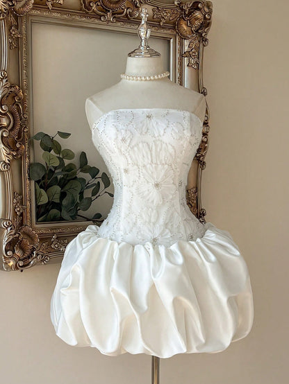 Strapless Corset Bubble Skirt Mini Dress