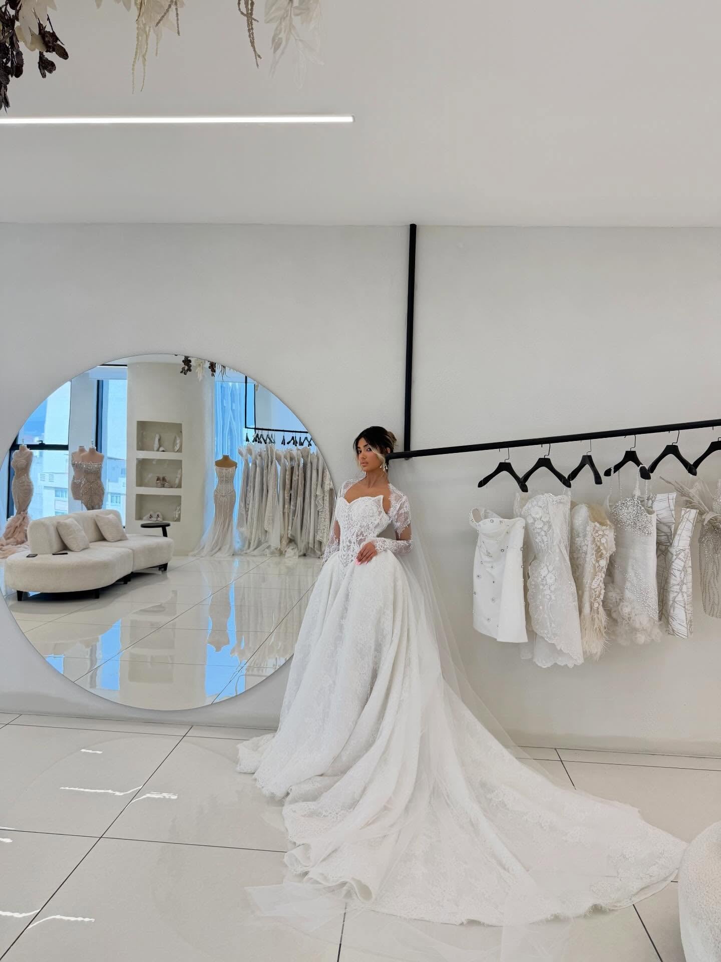Lace Ball Gown Wedding Dress with Long Sleeves