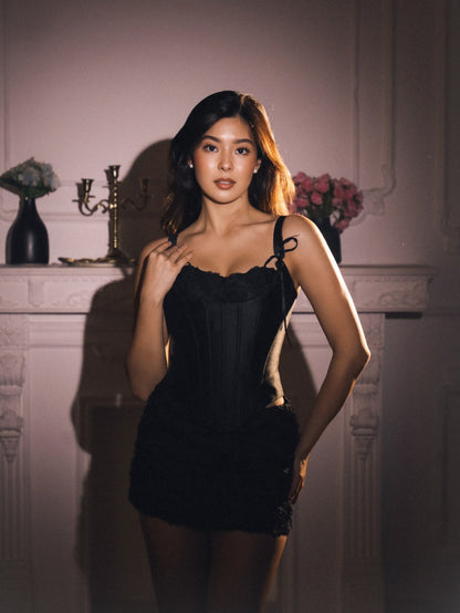3D Rose Corset Mini Dress