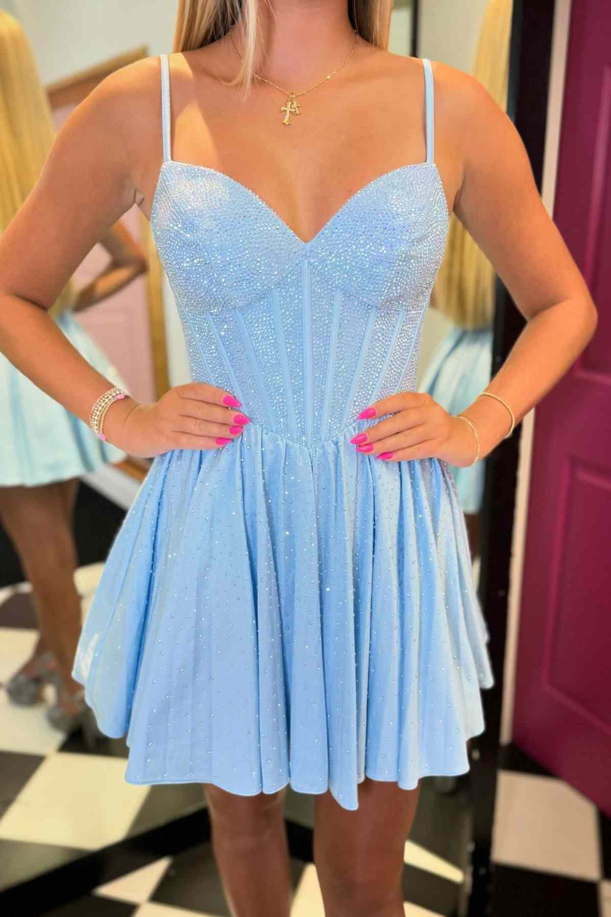 Glitter Corset A-Line Short Prom Dress