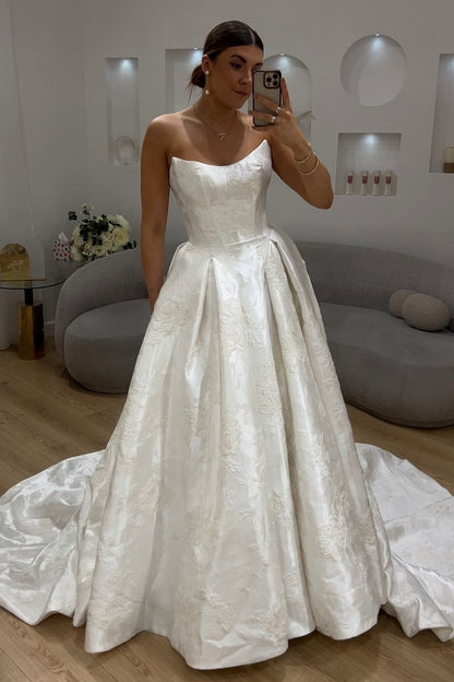 Strapless Jacquard Ball Gown Wedding Dress