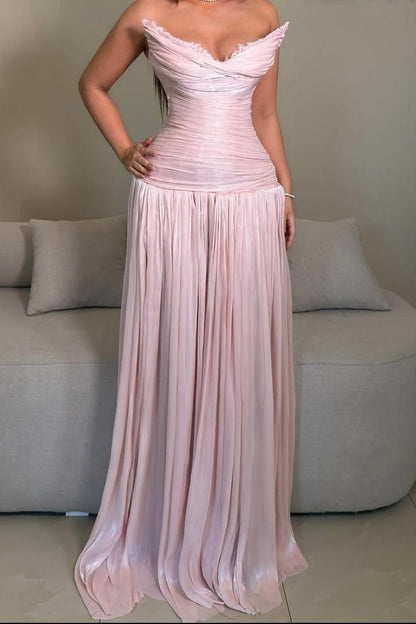 Strapless Draped Corset Formal Gown