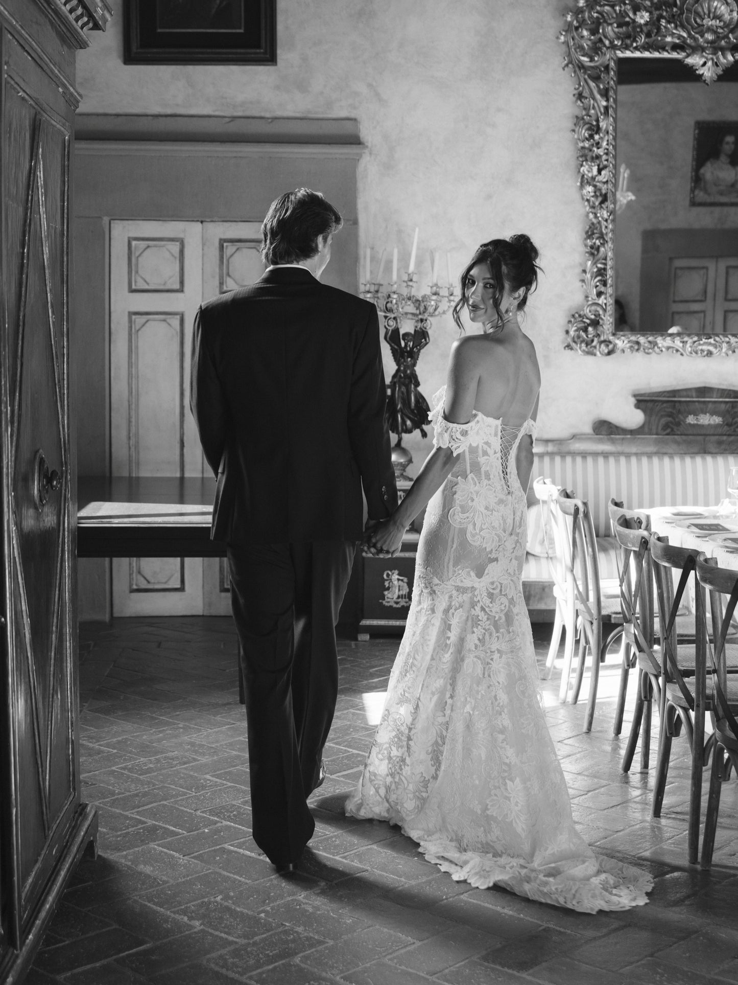 Corset Lace Off-the-Shoulder Mermaid Wedding Gown