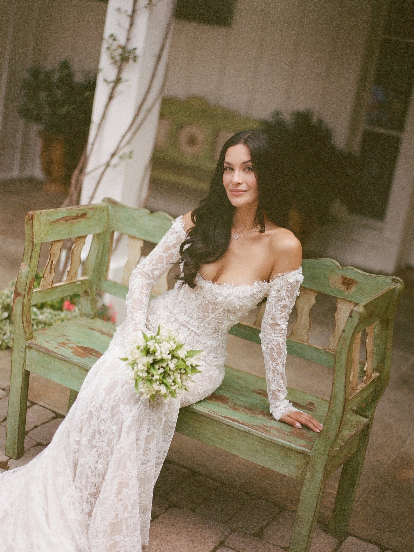 Off-the-Shoulder Lace Mermaid Wedding Dress