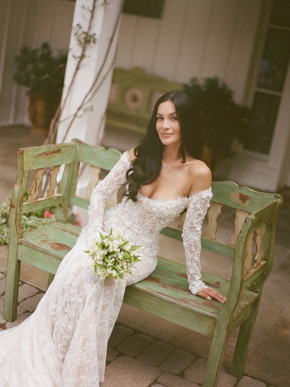 Off-the-Shoulder Lace Mermaid Wedding Dress