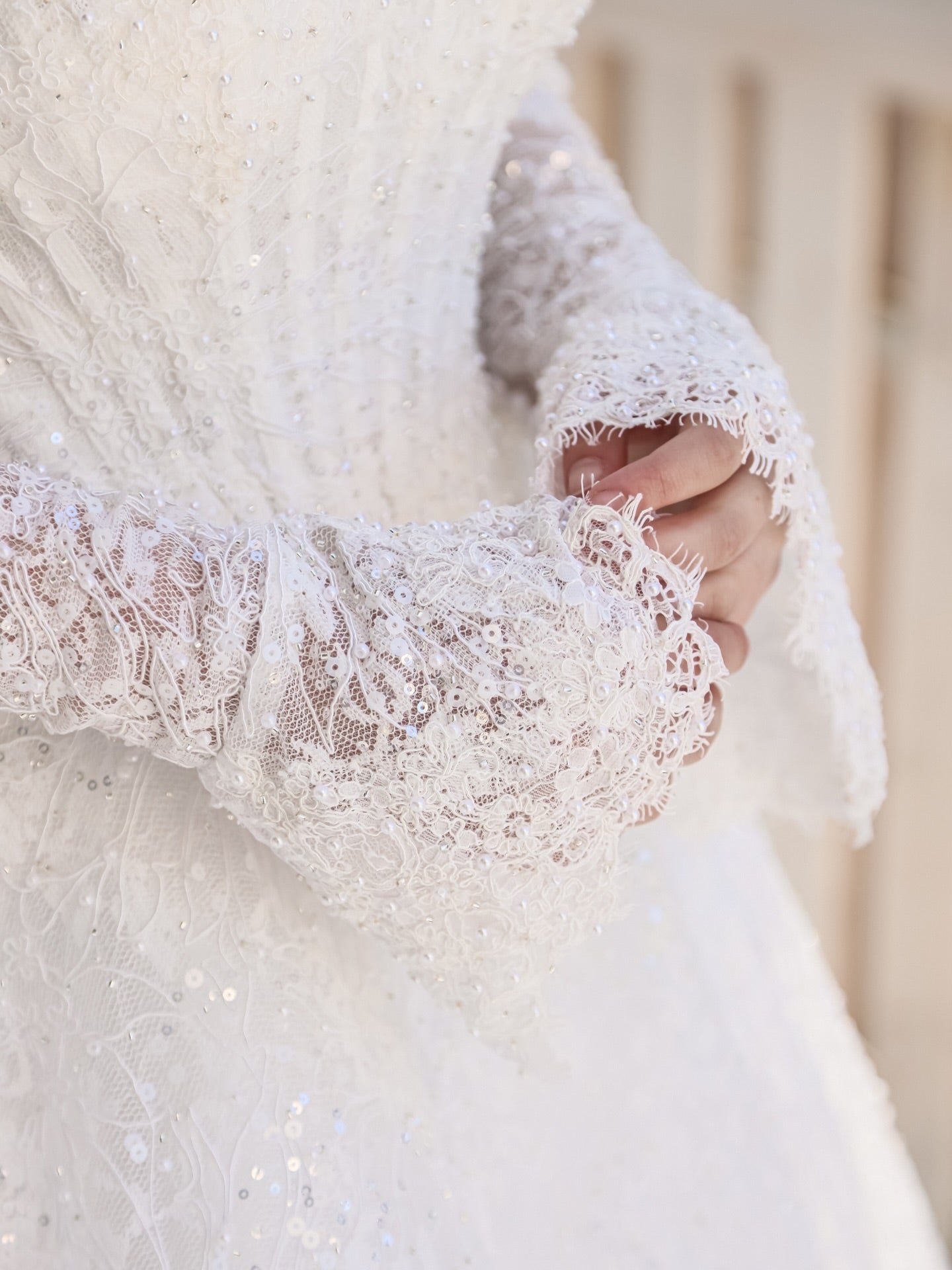 Off-the-Shoulder Long Sleeve Lace Ball Gown
