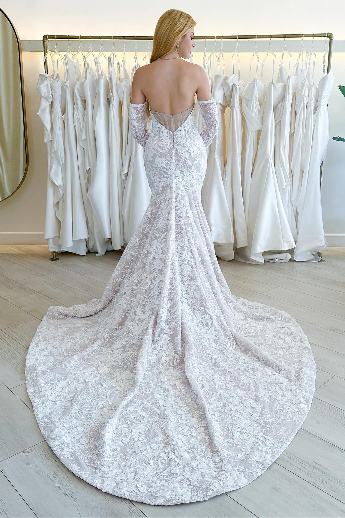 Off-the-Shoulder Lace Mermaid Wedding Dress
