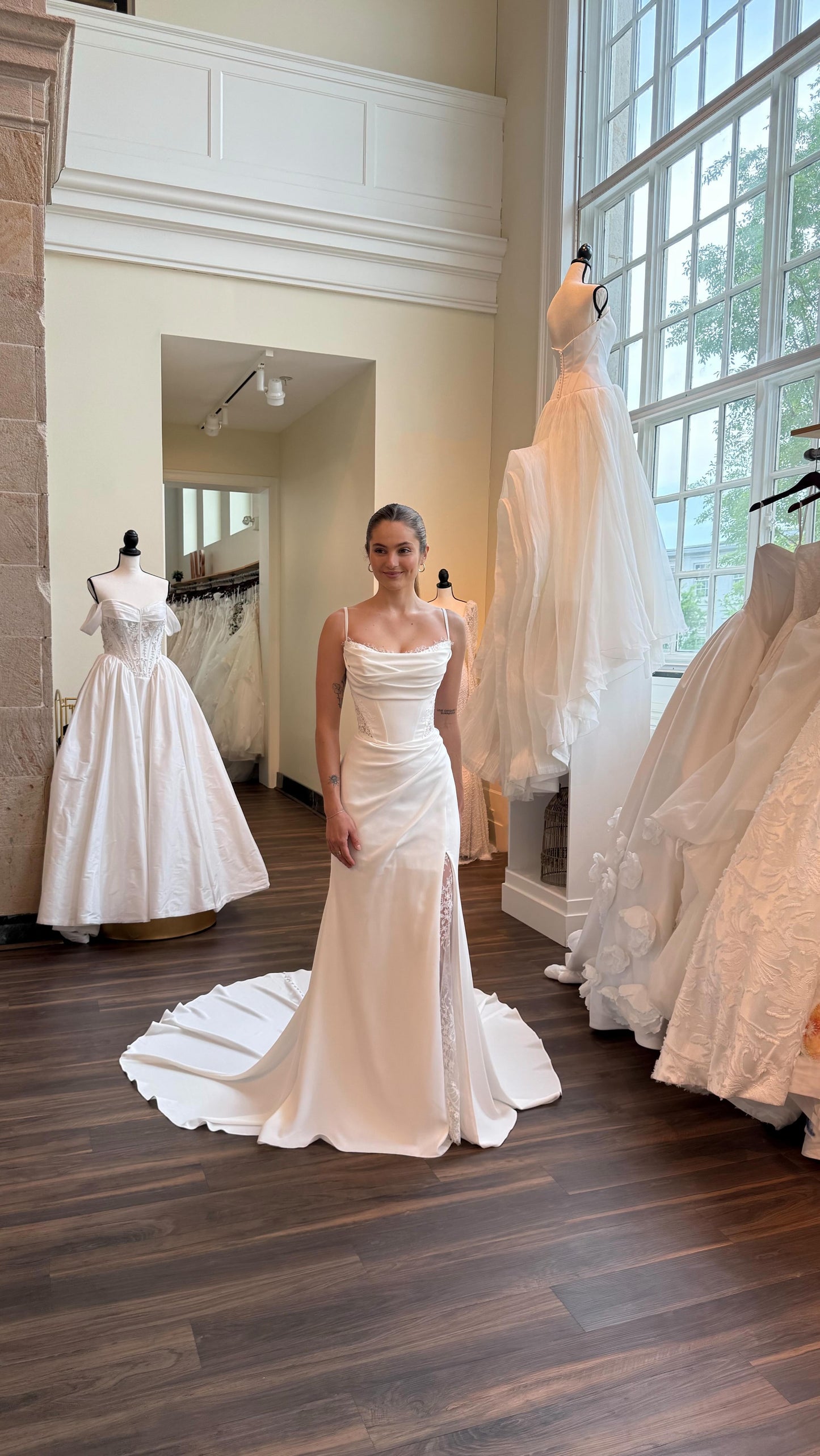 Cowl Neck Mermaid Wedding Dress with Lace Corset Back