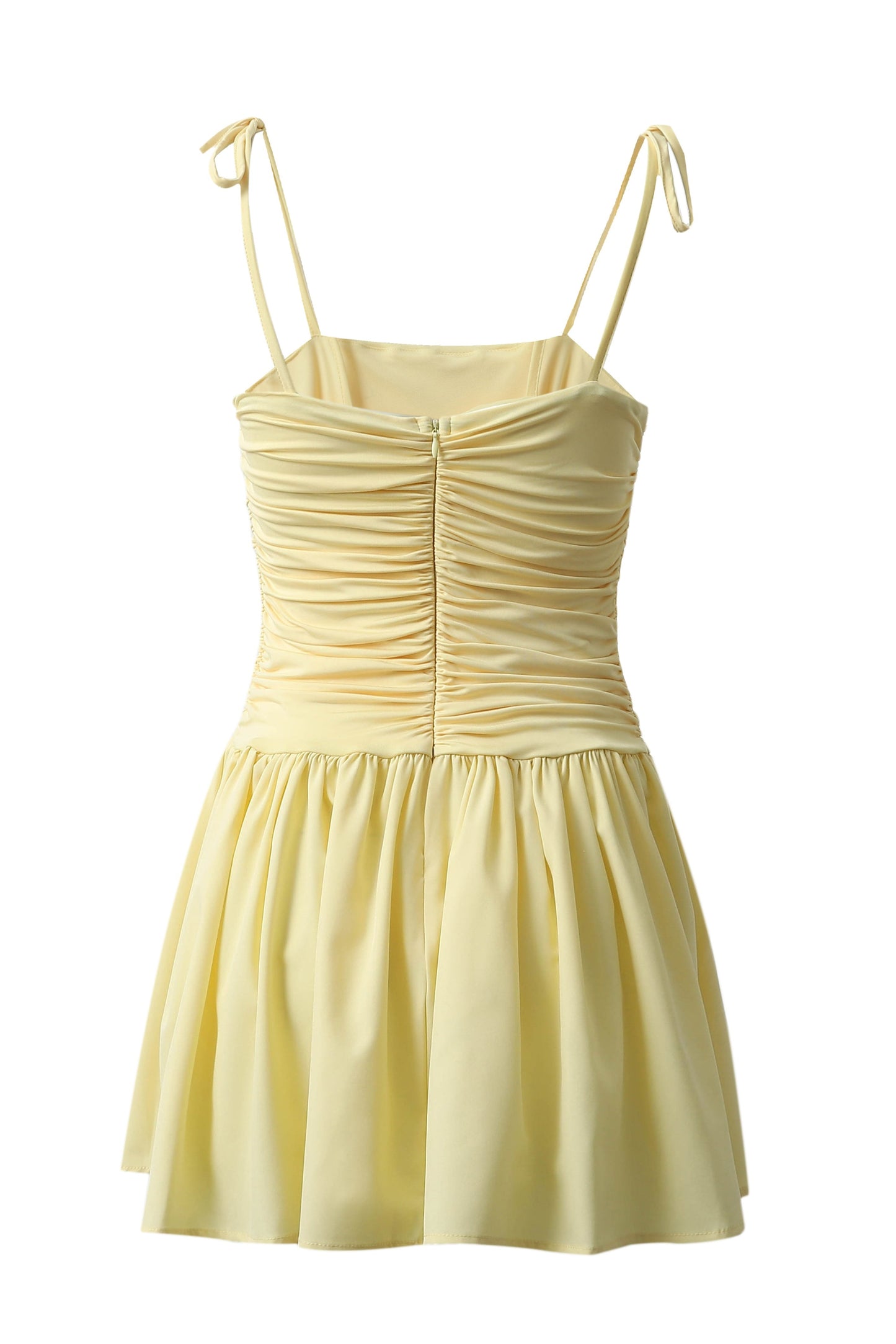 Ruched Tie-Strap Mini A-Line Dress