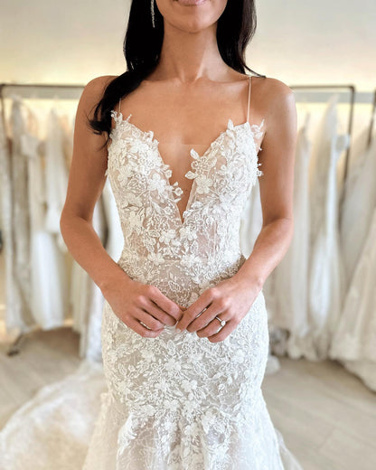 Low Back Lace Mermaid Wedding Gown with Train