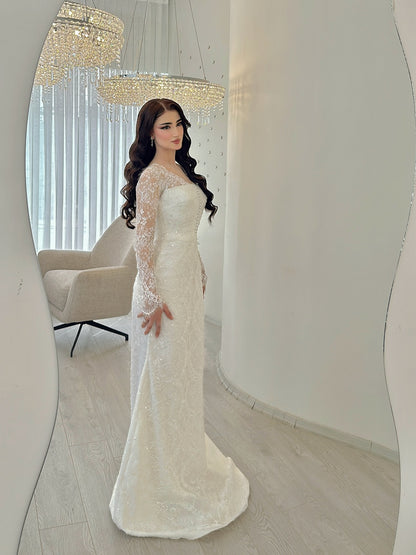 Lace Mermaid Long Sleeve Wedding Dress