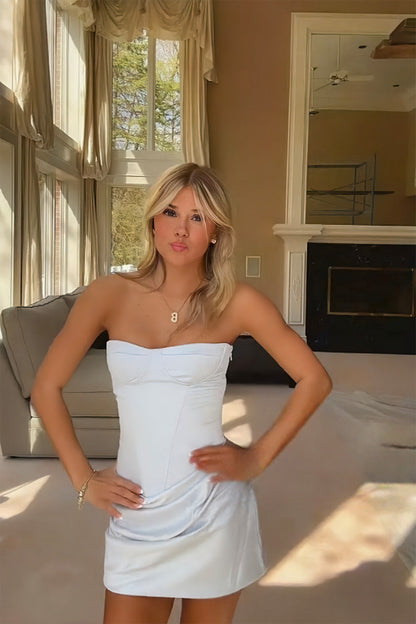 Strapless Corset Mini Dress with Lace-Up Back