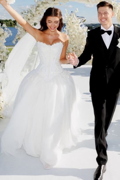 Strapless Sweetheart Corset Tulle Ball Gown