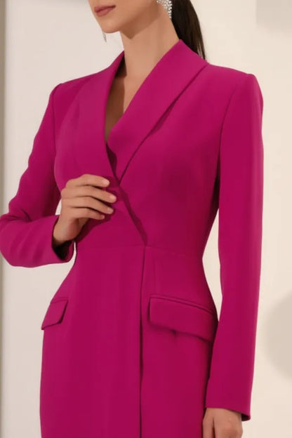 Shawl Collar Long Sleeve Column Maxi Tuxedo Dress
